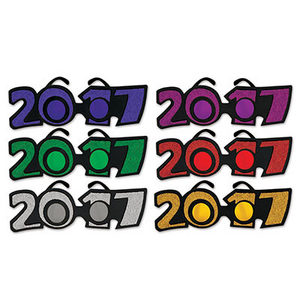New Year Glittered Plastic Eyeglasses