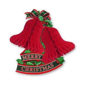 Tissue Bells W/holly Decor 14.5inx13in