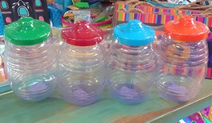 Vitrolera Pack 4 Plastic Liquid Jar Cup W/straw Medium 1liter