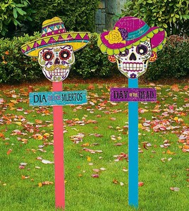 Yard Sign Day Of The Dead 1 Pcs Male Or Female 8.75x27in Ea