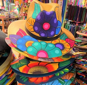 Hat Painted W/flowers Birds.