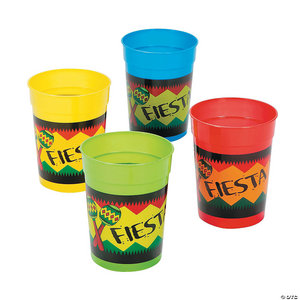 Cups Fiesta Pattern Maracas Bpa-free Plastic 4in 10oz 1dz