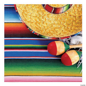 Backdrop Ole Fiesta Maracas, Sarape, Sombrero 6ftx6ft