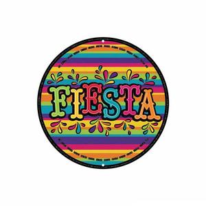 Sign Fiesta Metal Glitter 8in Diameter