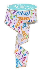 Ribbon 1.5in Fiesta Wording Print 10yd Spool