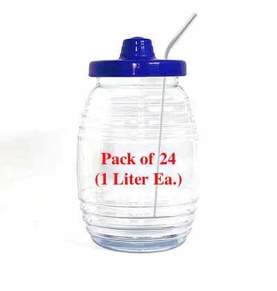 Vitrolera Pack 24 Plastic Liquid Jar Cup W/straw Medium 1 Liter