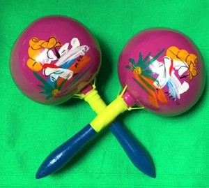 Maraca Gourd Mexico Pair Elaborate Lrg 9in